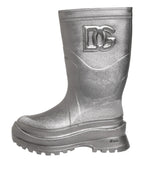 Dolce & Gabbana Metallic Silver Pull On Rain Boots Shoes