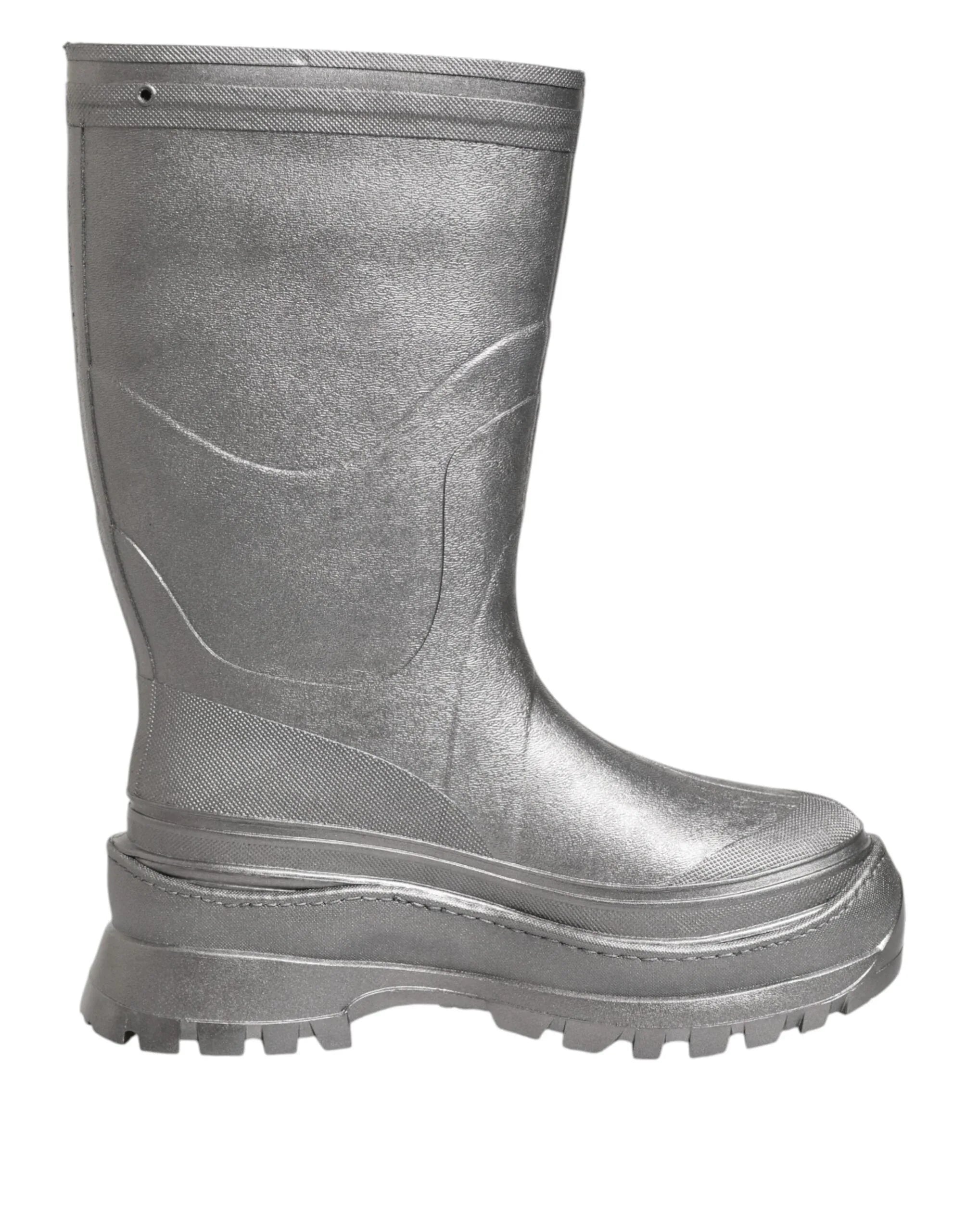 Dolce & Gabbana Metallic Silver Pull On Rain Boots Shoes - Zeiniez