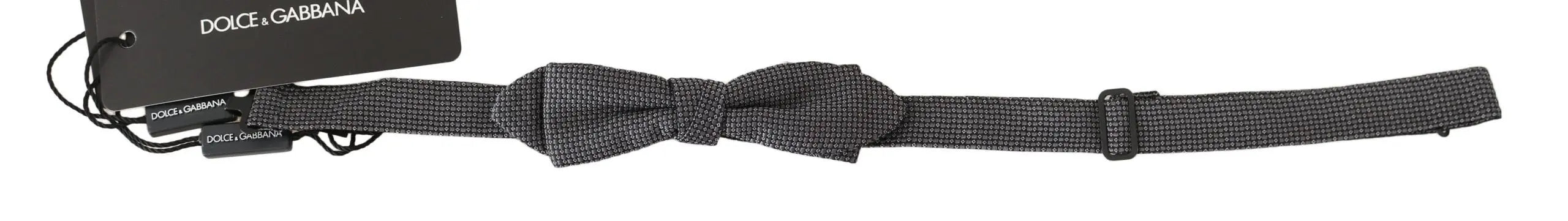 Dolce & Gabbana Gray Patterned Silk Adjustable Neck Bow Tie Papillon - Zeiniez