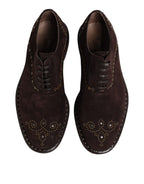 Dolce & Gabbana Brown Velvet Lace Up Oxford Dress Shoes