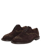 Dolce & Gabbana Brown Velvet Lace Up Oxford Dress Shoes
