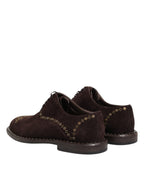Dolce & Gabbana Brown Velvet Lace Up Oxford Dress Shoes