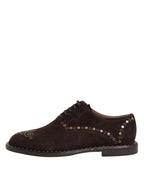 Dolce & Gabbana Brown Velvet Lace Up Oxford Dress Shoes - Zeiniez