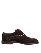 Dolce & Gabbana Brown Velvet Lace Up Oxford Dress Shoes - Zeiniez