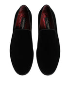 Dolce & Gabbana Black Velvet Loafers Formal Men Dress Shoes - Zeiniez
