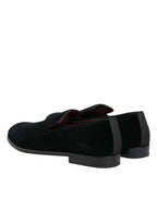 Dolce & Gabbana Black Velvet Loafers Formal Men Dress Shoes