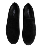 Dolce & Gabbana Black Jacquard Loafers Formal Men Dress Shoes