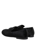Dolce & Gabbana Black Jacquard Loafers Formal Men Dress Shoes