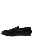 Dolce & Gabbana Black Jacquard Loafers Formal Men Dress Shoes