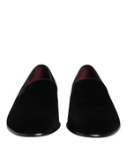 Dolce & Gabbana Black Velvet Slip On Loafers Men Formal Shoes