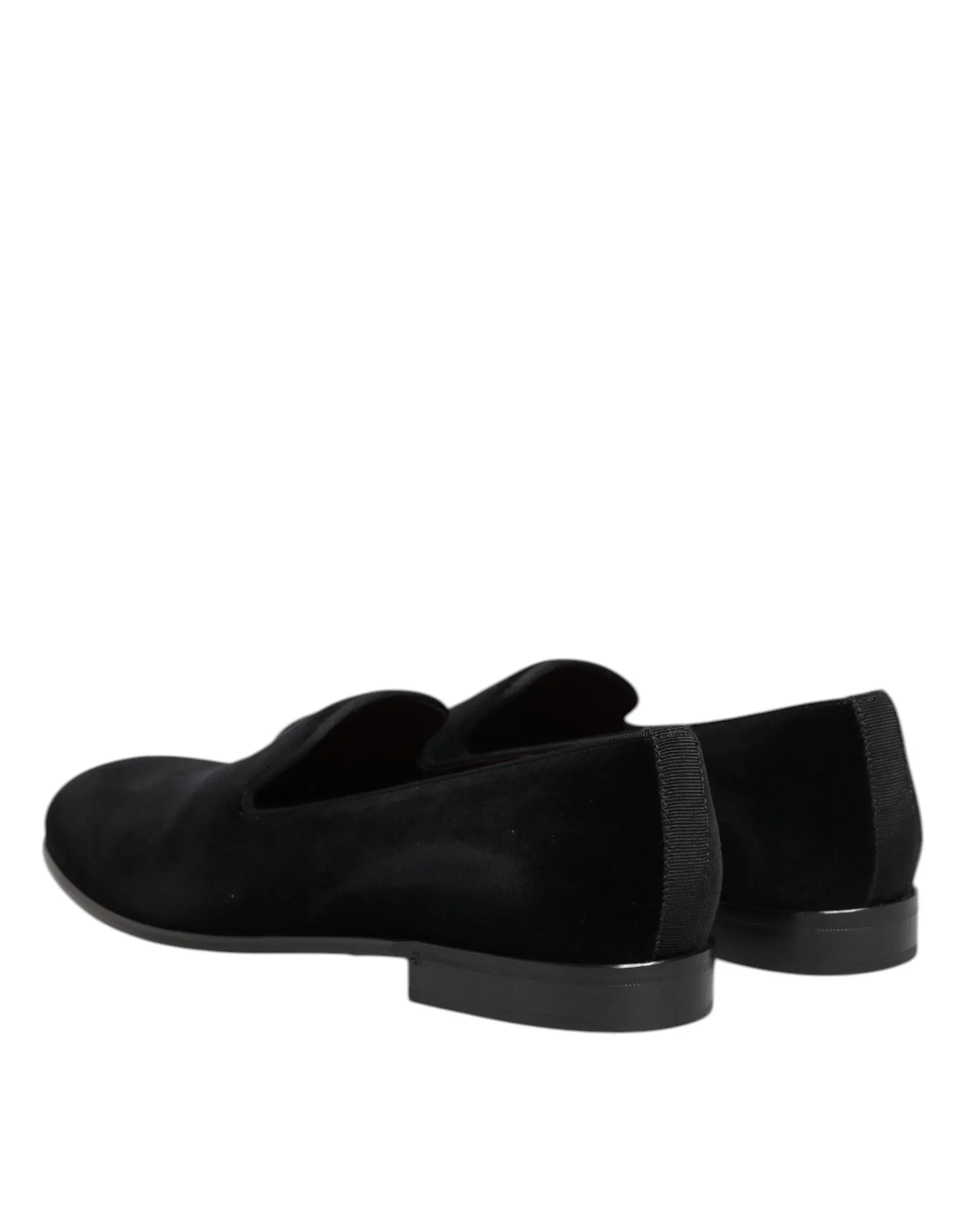 Dolce & Gabbana Black Velvet Slip On Loafers Men Formal Shoes - Zeiniez