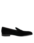 Dolce & Gabbana Black Velvet Slip On Loafers Men Formal Shoes - Zeiniez