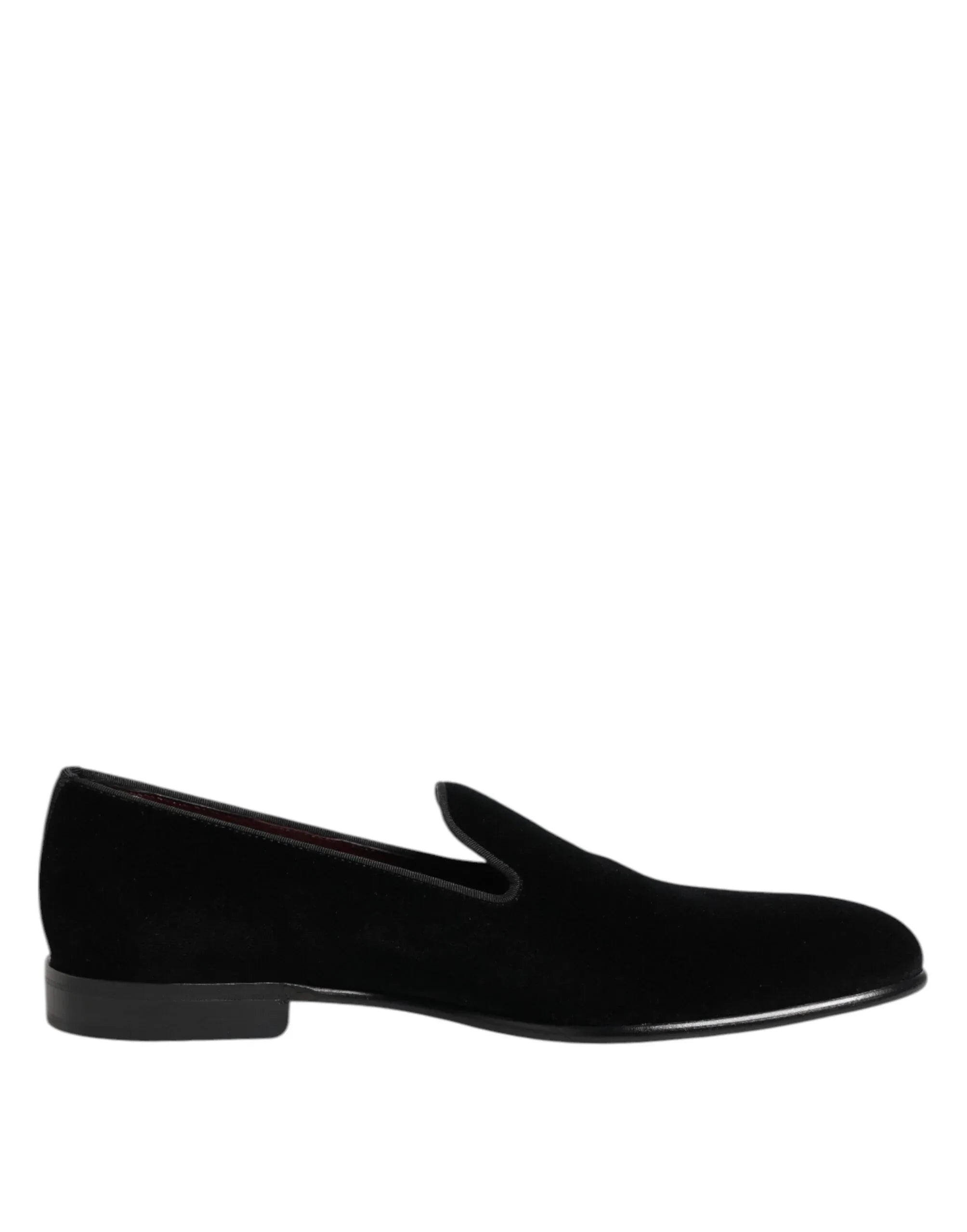 Dolce & Gabbana Black Velvet Slip On Loafers Men Formal Shoes - Zeiniez