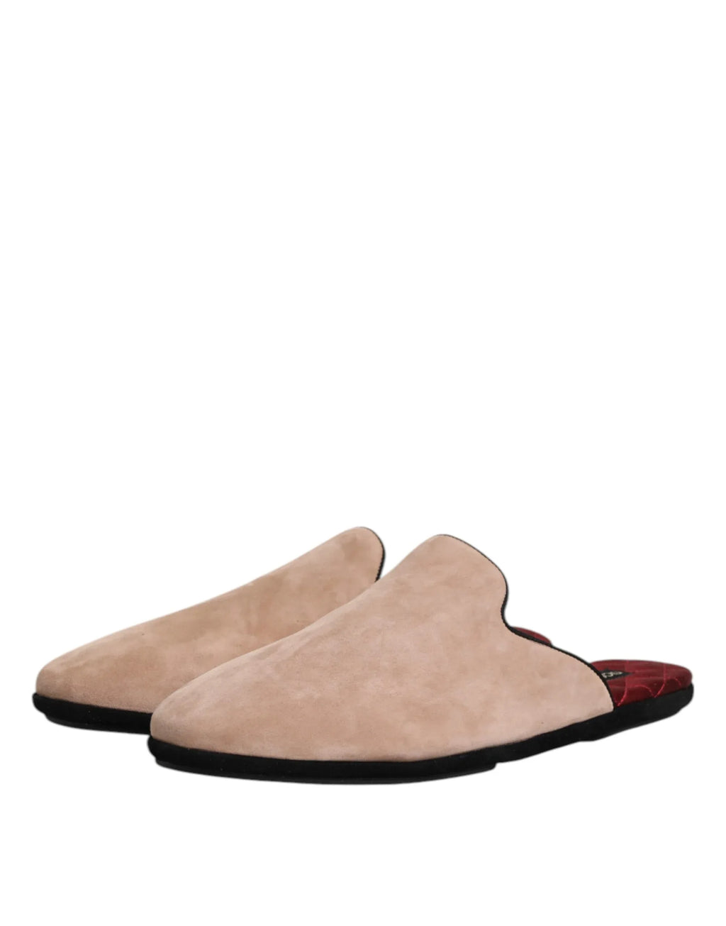 Dolce & Gabbana Beige Suede Leather Slides Flat Slipper Shoes - Zeiniez