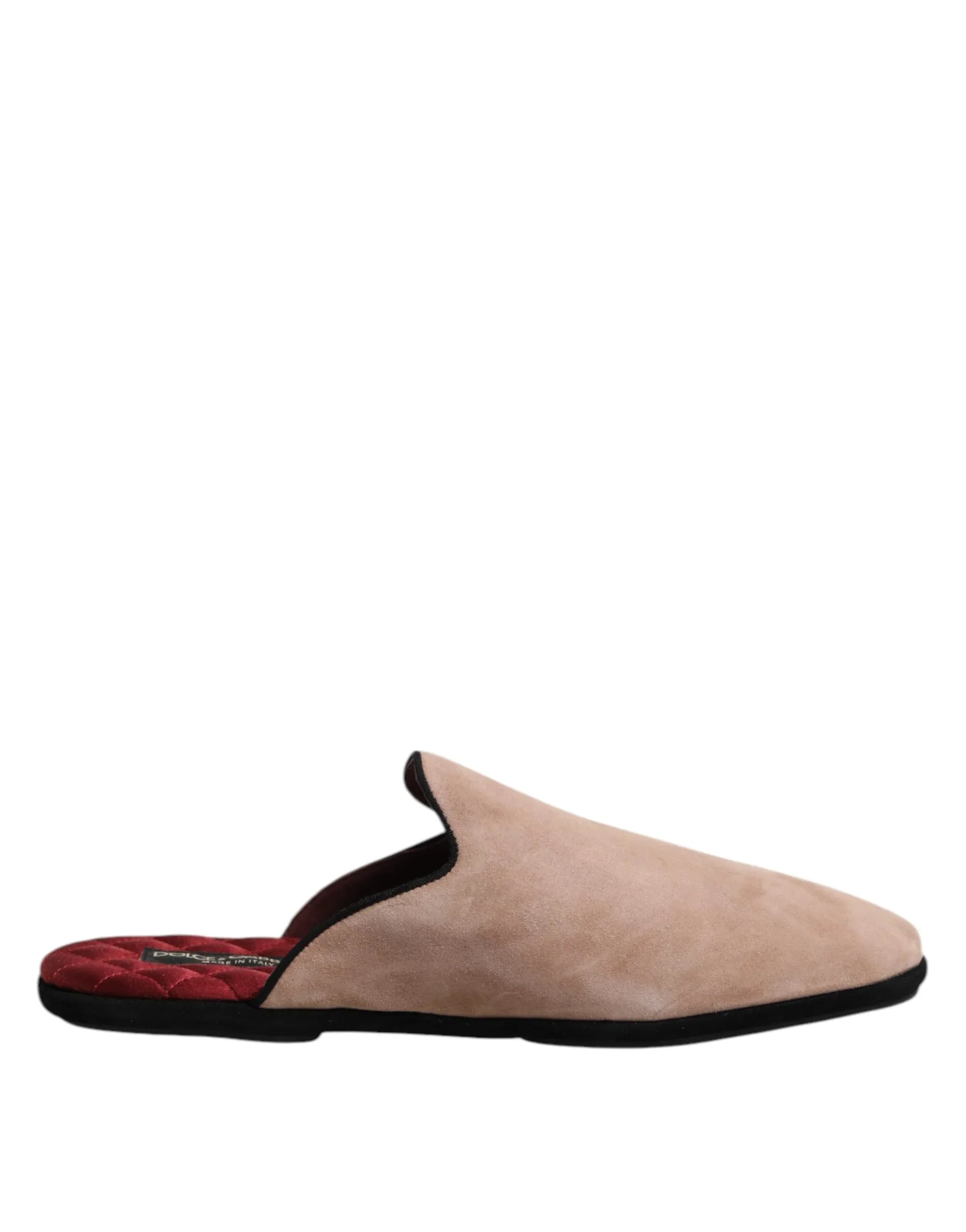 Dolce & Gabbana Beige Suede Leather Slides Flat Slipper Shoes - Zeiniez