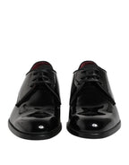 Dolce & Gabbana Black Leather Lace Up Men Derby Formal Shoes