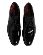 Dolce & Gabbana Black Leather Lace Up Men Derby Formal Shoes - Zeiniez