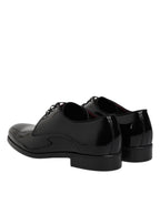 Dolce & Gabbana Black Leather Lace Up Men Derby Formal Shoes