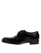 Dolce & Gabbana Black Leather Lace Up Men Derby Formal Shoes - Zeiniez