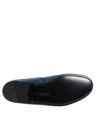 Dolce & Gabbana Blue Velvet DG Logo Loafers Formal Shoes