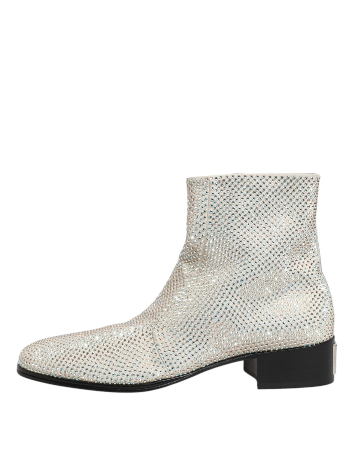 Dolce & Gabbana White Strass DG Logo Heels Ankle Boots Shoes
