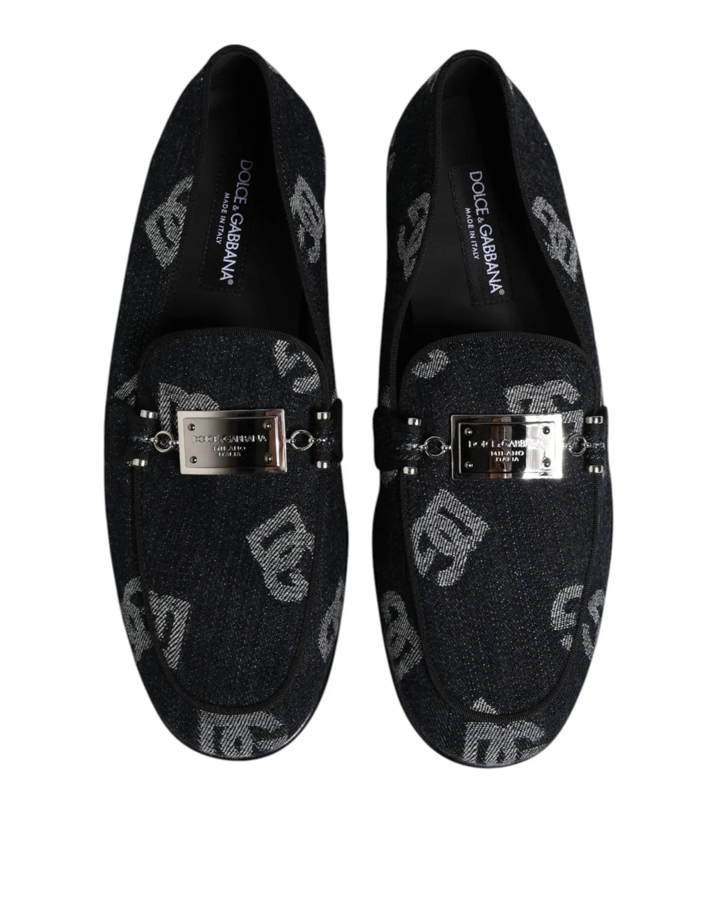 Dolce & Gabbana Blue Logo Cotton Loafers Formal Dress Shoes - Zeiniez