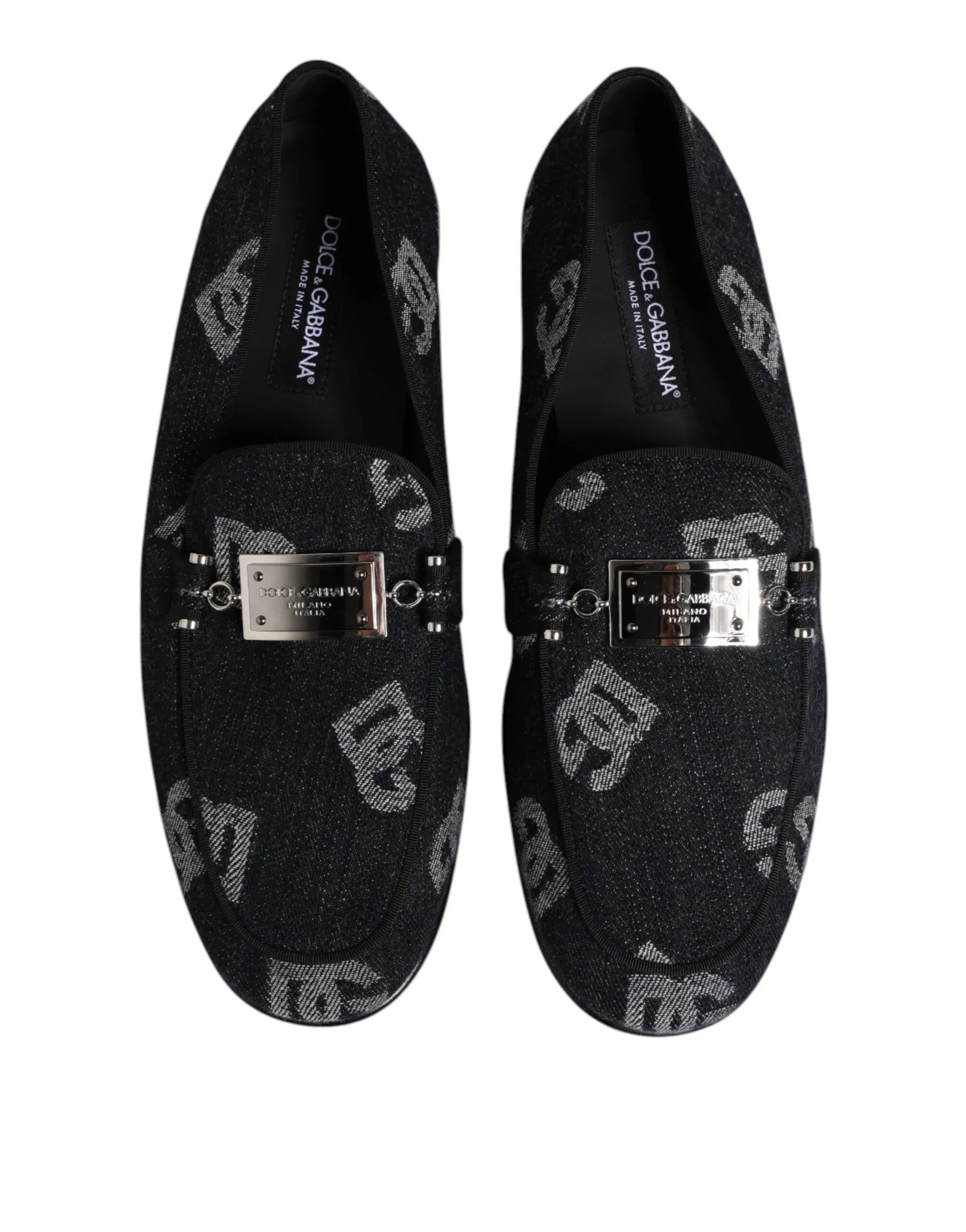 Dolce & Gabbana Blue Logo Cotton Loafers Formal Dress Shoes - Zeiniez