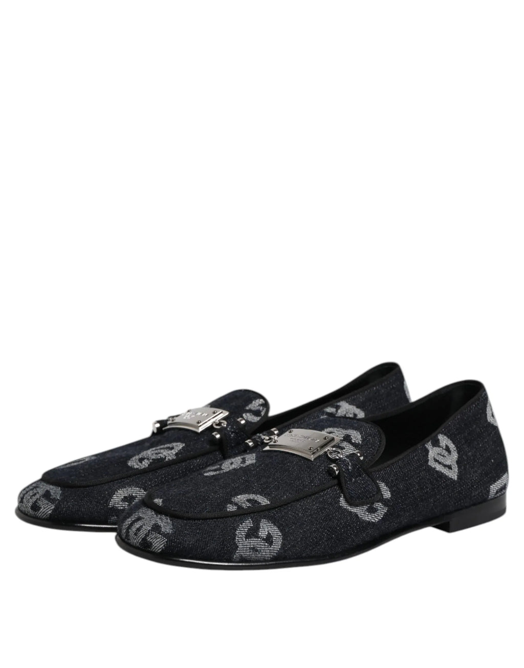 Dolce & Gabbana Blue Logo Cotton Loafers Formal Dress Shoes - Zeiniez