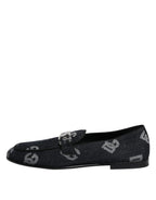 Dolce & Gabbana Blue Logo Cotton Loafers Formal Dress Shoes