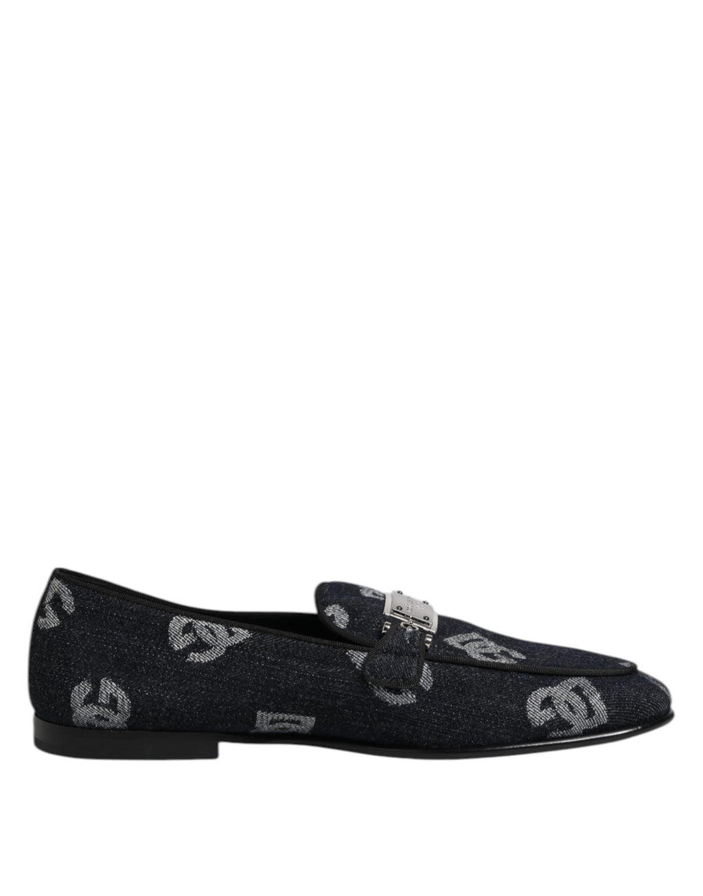 Dolce & Gabbana Blue Logo Cotton Loafers Formal Dress Shoes