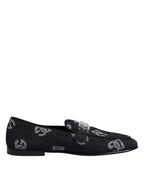 Dolce & Gabbana Blue Logo Cotton Loafers Formal Dress Shoes