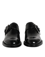 Dolce & Gabbana Black Leather Monk Strap Derby Formal Shoes