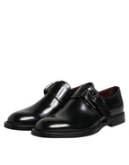 Dolce & Gabbana Black Leather Monk Strap Derby Formal Shoes