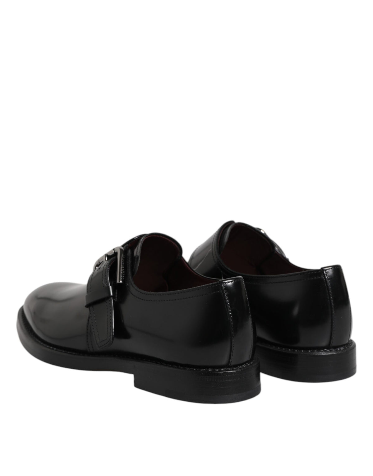 Dolce & Gabbana Black Leather Monk Strap Derby Formal Shoes