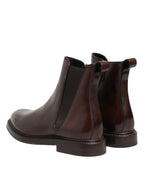 Dolce & Gabbana Brown Chelsea Leather Mid Calf Boots Shoes - Zeiniez