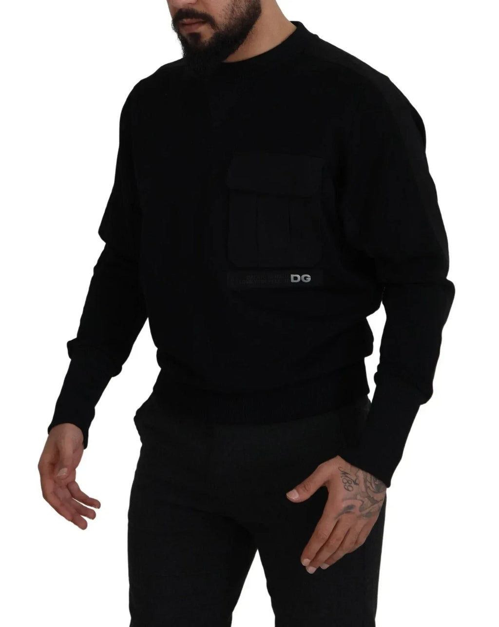 Dolce & Gabbana Black Cotton Crewneck Sweatshirt Sweater - Zeiniez