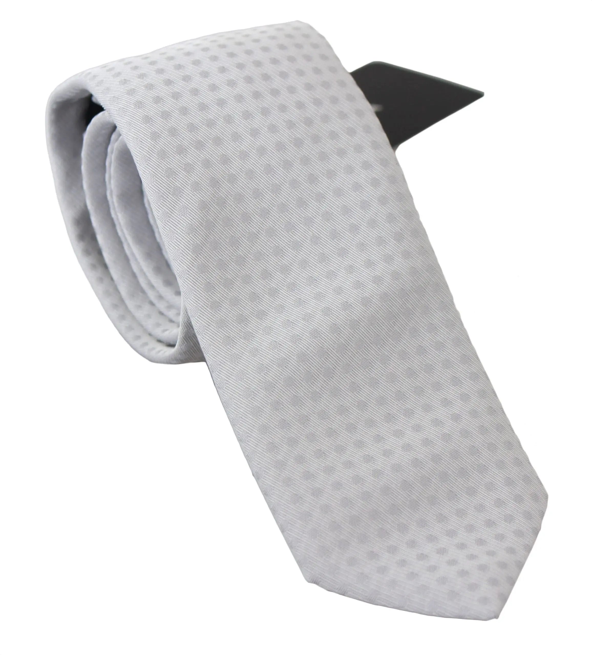 Dolce & Gabbana White Patterned Classic Mens Slim Necktie Tie - Zeiniez