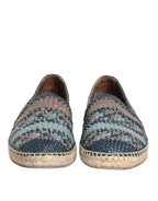 Dolce & Gabbana Blue Gray Woven Leather Buffalo Espadrille Shoes - Zeiniez