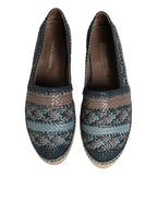 Dolce & Gabbana Blue Gray Woven Leather Buffalo Espadrille Shoes - Zeiniez