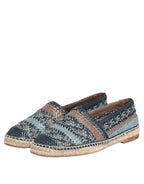 Dolce & Gabbana Blue Gray Woven Leather Buffalo Espadrille Shoes - Zeiniez