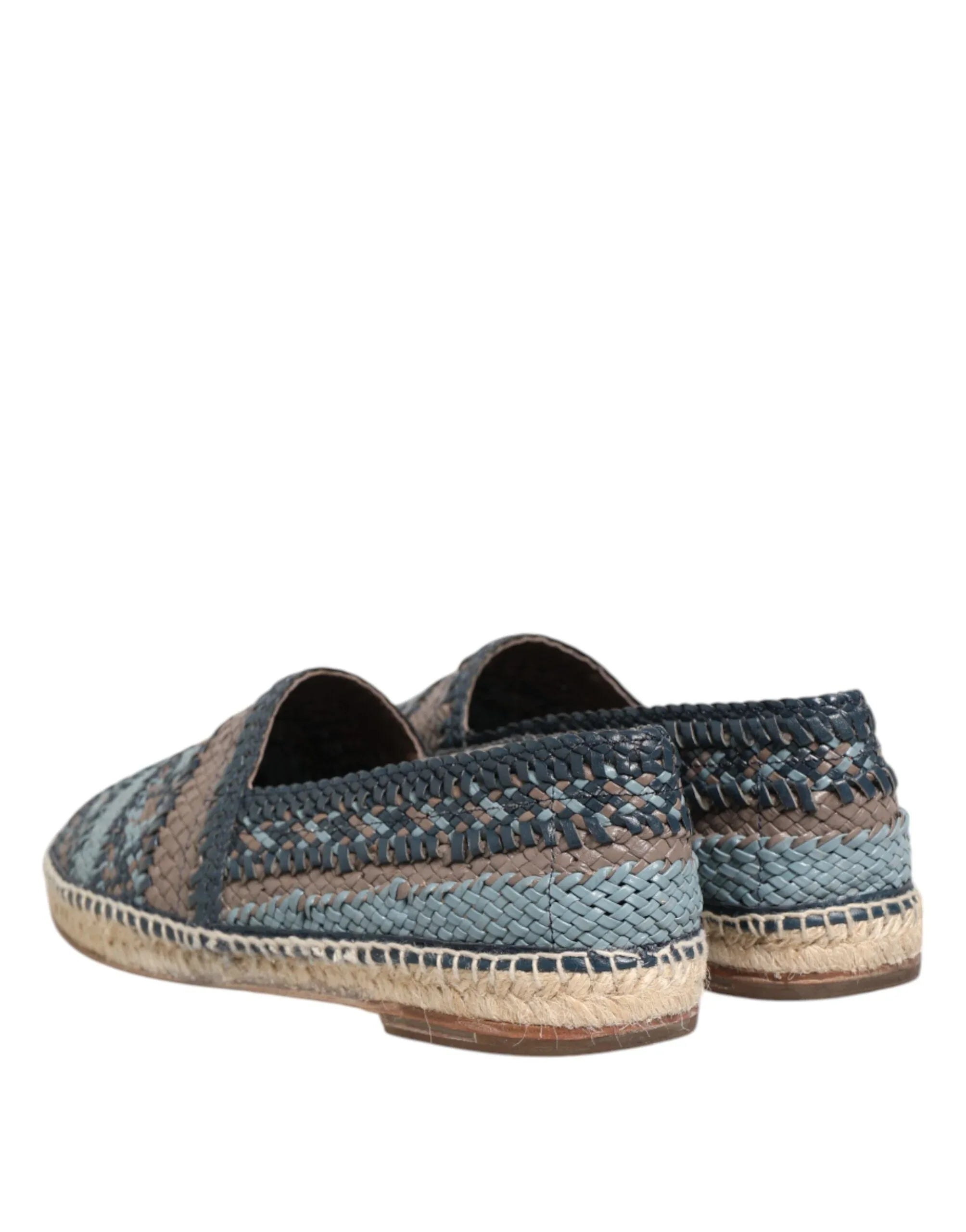 Dolce & Gabbana Blue Gray Woven Leather Buffalo Espadrille Shoes - Zeiniez