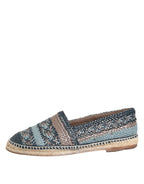Dolce & Gabbana Blue Gray Woven Leather Buffalo Espadrille Shoes - Zeiniez