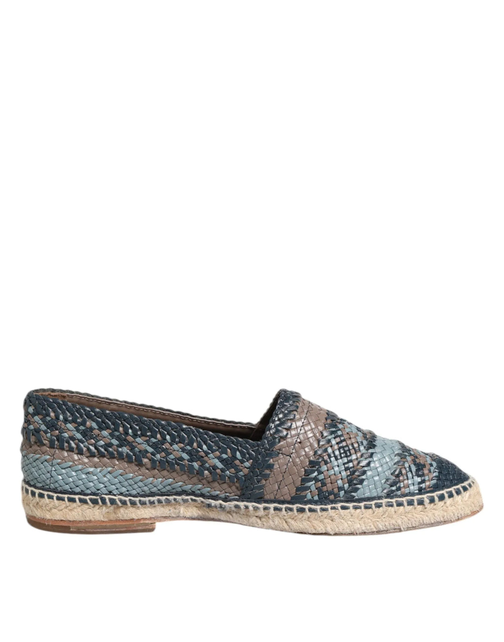 Dolce & Gabbana Blue Gray Woven Leather Buffalo Espadrille Shoes - Zeiniez