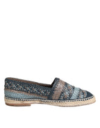 Dolce & Gabbana Blue Gray Woven Leather Buffalo Espadrille Shoes - Zeiniez