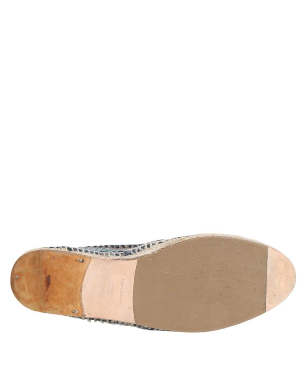 Dolce & Gabbana Blue Gray Woven Leather Buffalo Espadrille Shoes - Zeiniez