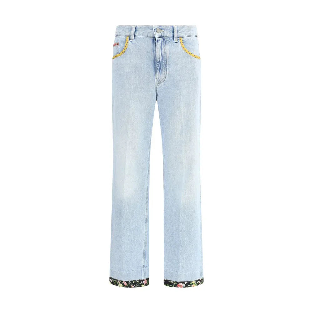 Valentino Blue Cotton Straight-Leg Jeans - Zeiniez