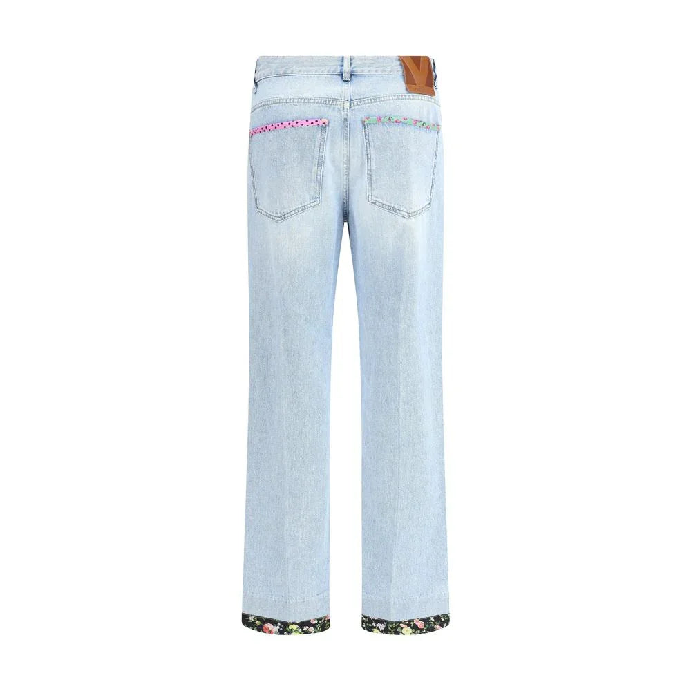 Valentino Blue Cotton Straight-Leg Jeans - Zeiniez