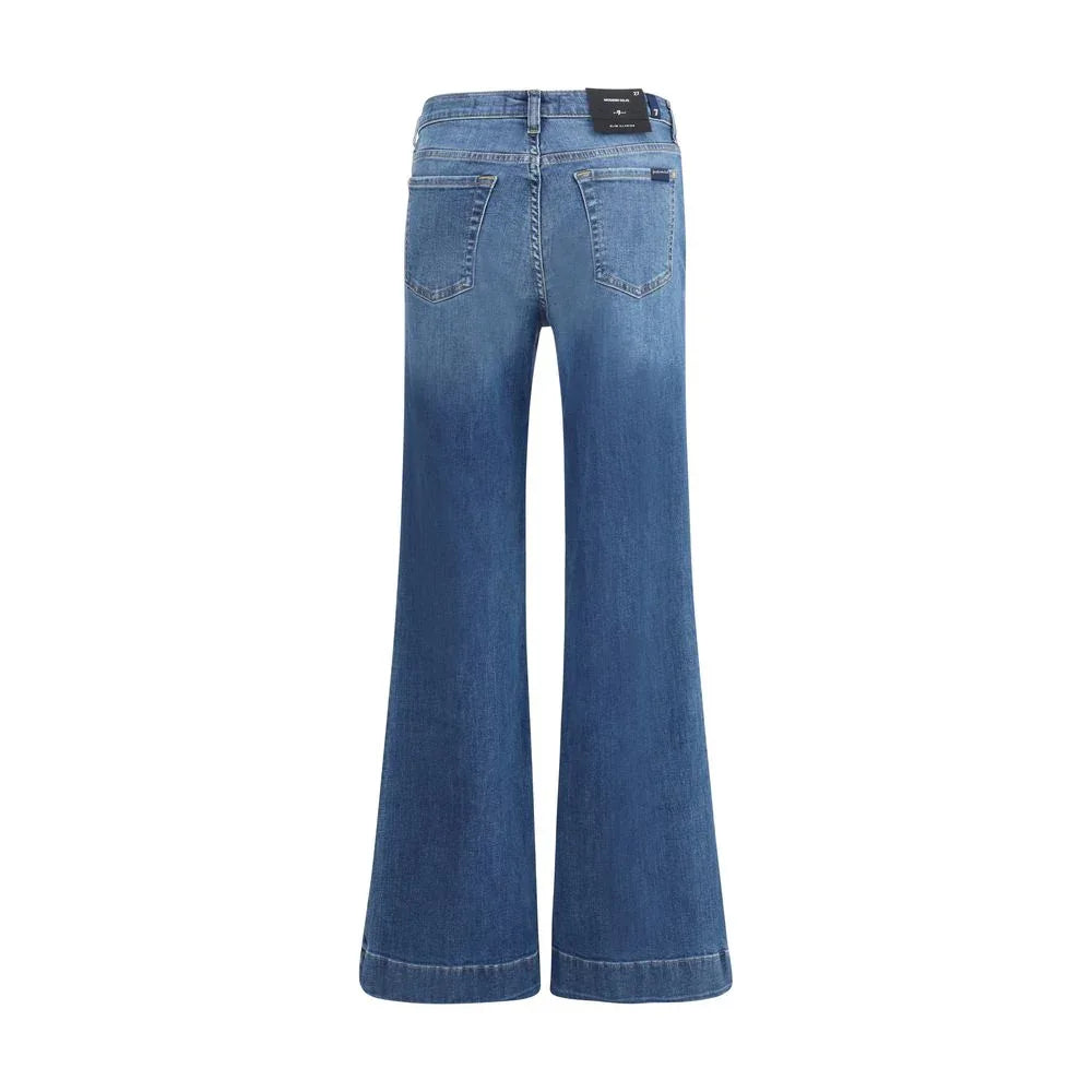 7FOR Blue Cotton Flared Jeans - Zeiniez
