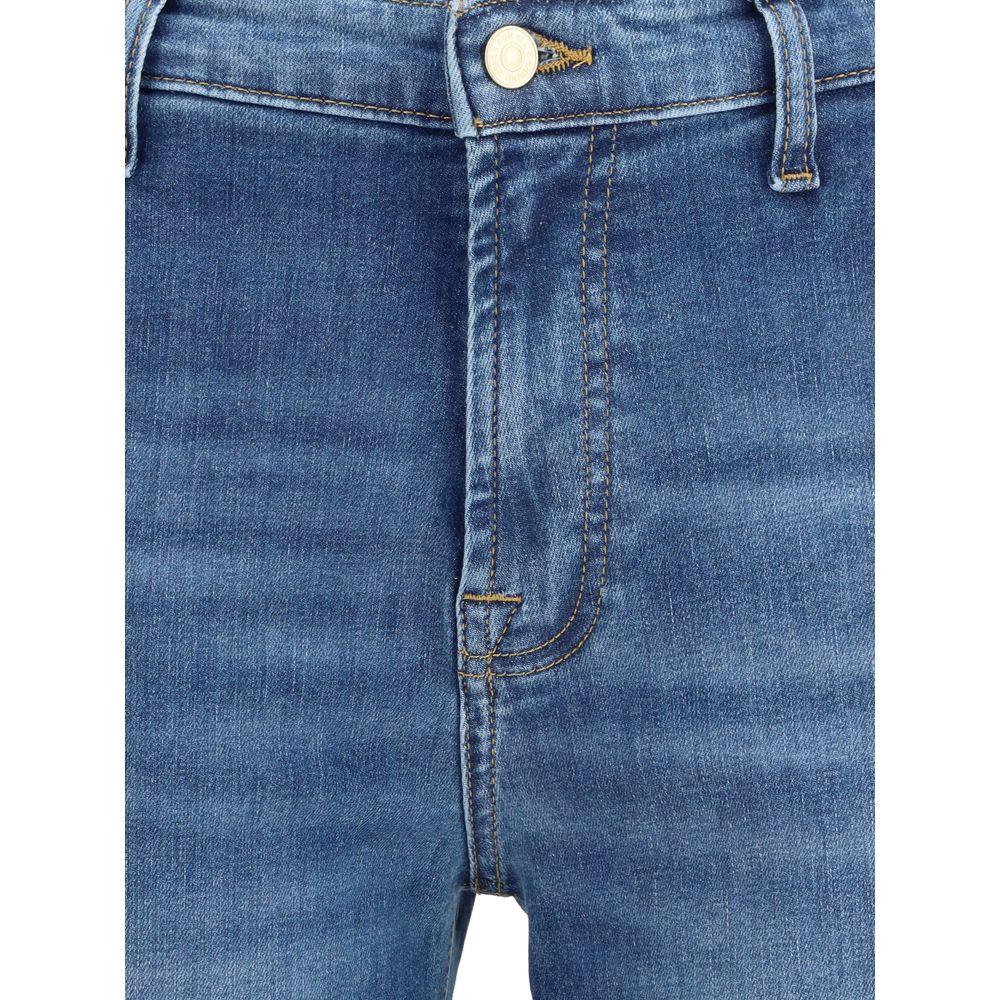 7FOR Blue Cotton Flared Jeans - Zeiniez