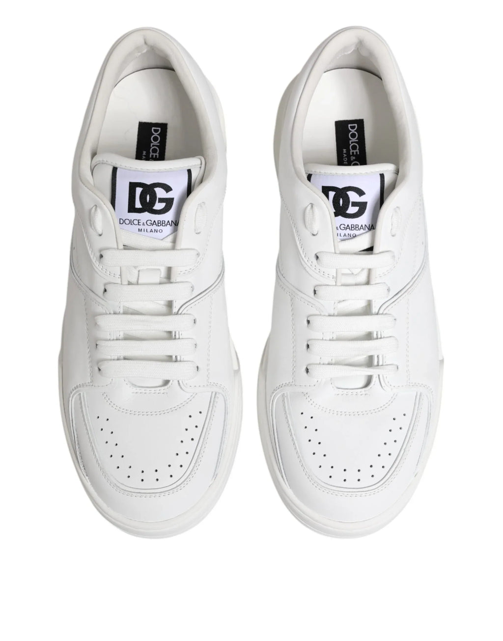 Dolce & Gabbana White Miami Leather Low Top Sneakers Shoes - Zeiniez